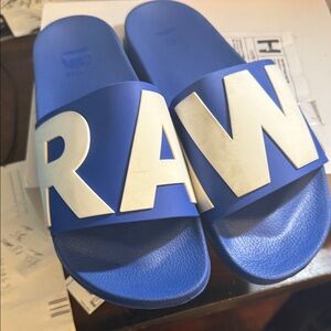 G-Star Blue and White Slide Sandals